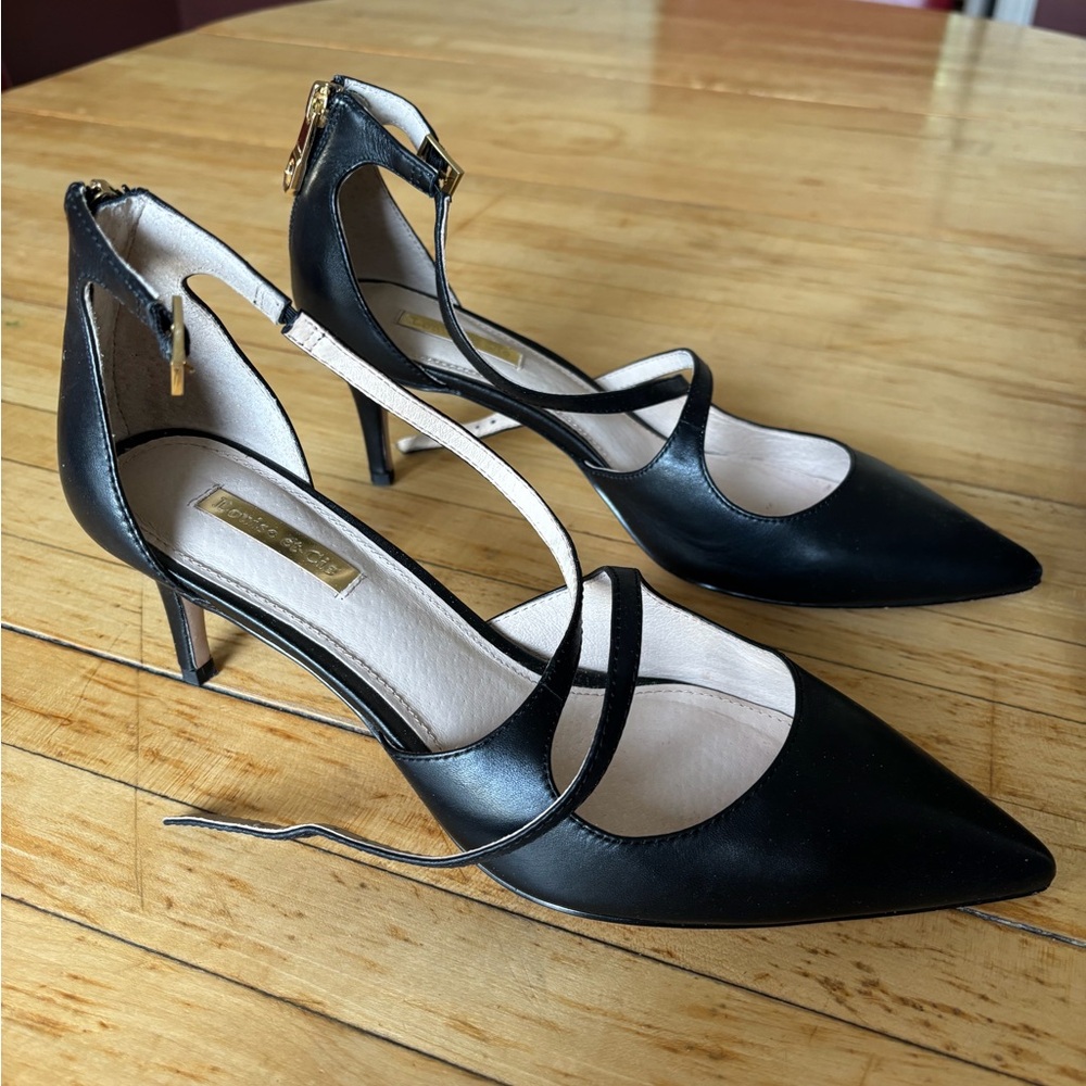 Jena Leather Pointed Toe Ankle Strap Pumps by Louise et Cie